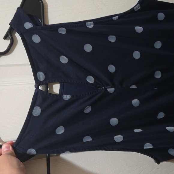 Long sleeveless blue with white polka dots - Picture 6 of 6